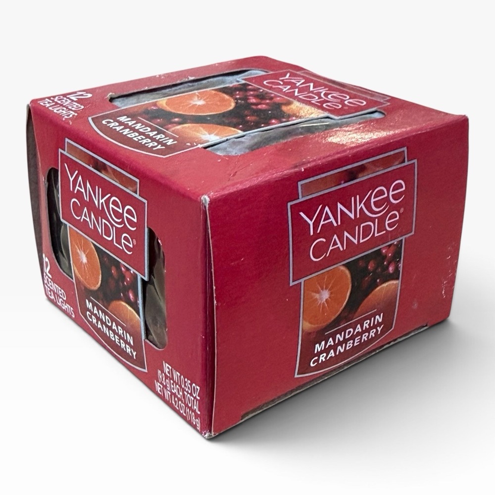 Yankee Candle 9 MANDARIN CRANBERRY Scented Tea Light Candles Open Box - Picture 2 of 3